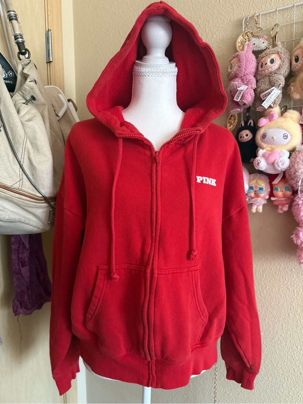PINK Victoria's Secret Red Full-Zip Hoodie
